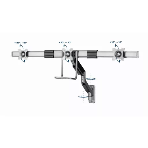 Gembird Wall mounted adjustable monitor arm for 3 monitors