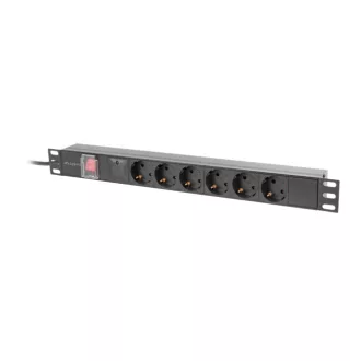   Lanberg PDU-06F-0200-BK áramelosztó egység (PDU) 6 AC kimenet(ek) 1U Fekete
