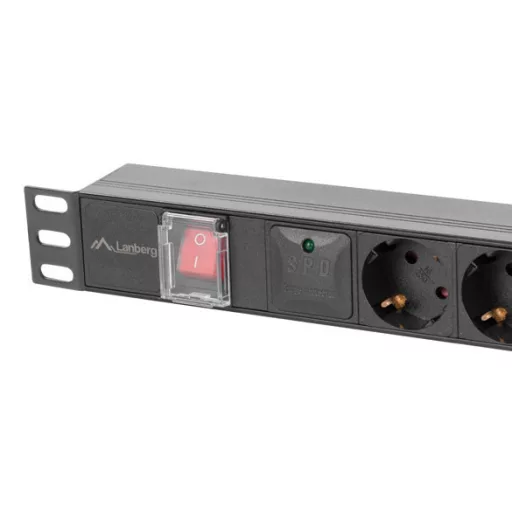 Lanberg PDU-06F-0200-BK áramelosztó egység (PDU) 6 AC kimenet(ek) 1U Fekete