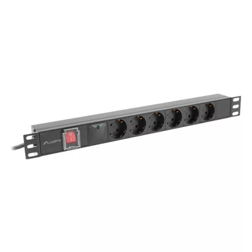 Lanberg PDU-06F-0200-BK áramelosztó egység (PDU) 6 AC kimenet(ek) 1U Fekete