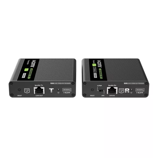 Techly IDATA EXT-676E audió/videó jeltovábbító AV adó- és vevőegység Fekete