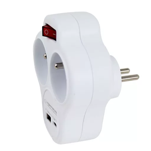 Esperanza ELK311W Electrical splitter 2 GN. USB-C USB-A ON. White