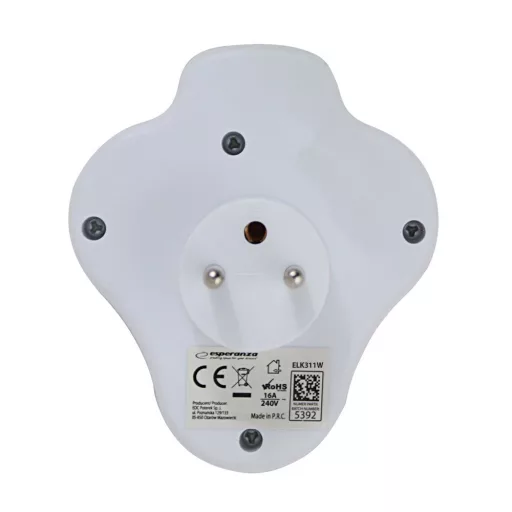 Esperanza ELK311W Electrical splitter 2 GN. USB-C USB-A ON. White