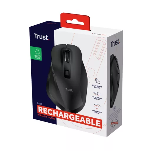 Trust Fyda egér Irodai Jobbkezes RF Wireless + USB Type-A Optikai 2400 DPI