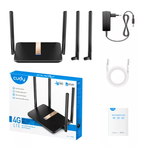 Cudy LT500D vezetéknélküli router Fast Ethernet Kétsávos (2,4 GHz / 5 GHz) 4G Fekete