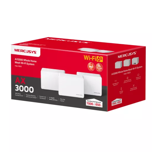 Mercusys Halo H80X (3-pack) Kétsávos (2,4 GHz / 5 GHz) Wi-Fi 6 (802.11ax) Fehér Belső