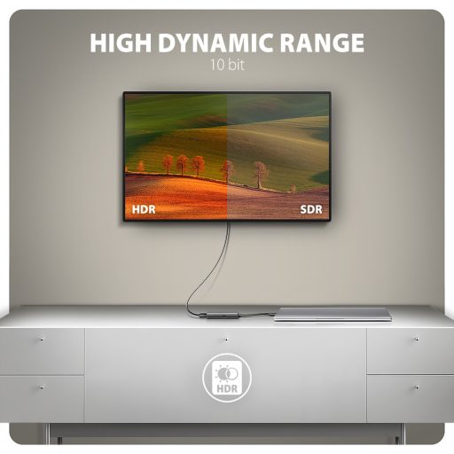 Axagon RVC-HI8KPD, USB-C -> HDMI 2.1 redukce / adaptér, 8K/60Hz, 4K/144Hz, HDR10+, PD100W 0,16 M USB C-típus HDMI + USB Type-C