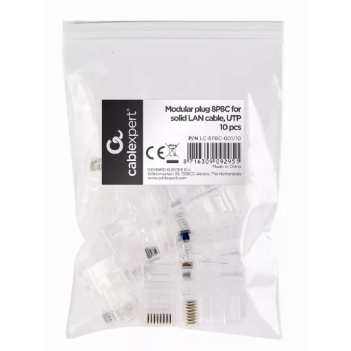 Gembird LC-PTU-01/10 huzalcsatlakozó 8P8C RJ45 Átlátszó