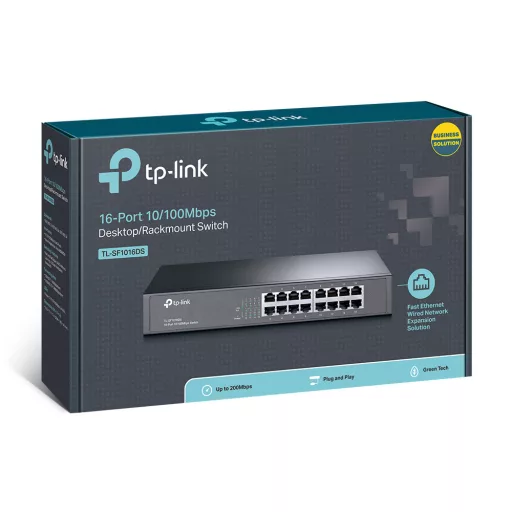 TP-Link TL-SF1016DS hálózati kapcsoló Beállítást nem igénylő (unmanaged) Fast Ethernet (10/100) 1U Fekete
