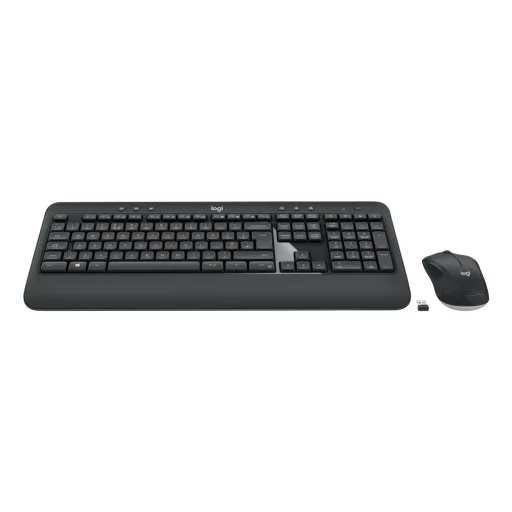 Logitech 920-008677 billentyűzet Egér mellékelve Univerzális Vezeték nélküli RF QWERTZ Svájc Fekete