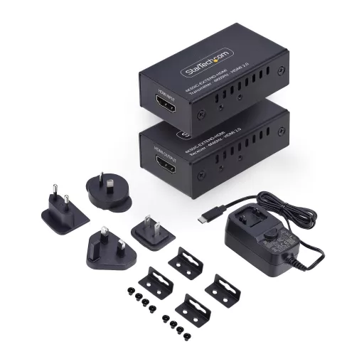 StarTech.com 4K50IC-EXTEND-HDMI audió/videó jeltovábbító AV adó- és vevőegység Fekete