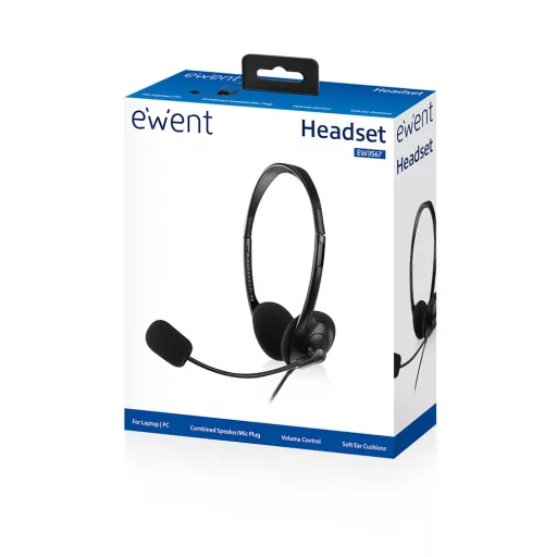 Ewent EW3567 fejhallgató és headset Vezetékes Fejpánt Hívás/zene Fekete