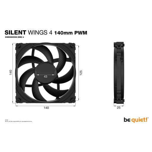 be quiet! SILENT WINGS 4 | 140mm PWM 14 cm Fekete 1 db