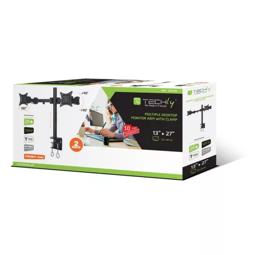 Techly ICA-LCD 482-D asztali TV konzol 68,6 cm (27") Fekete