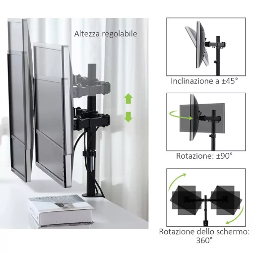 Techly ICA-LCD 482-D asztali TV konzol 68,6 cm (27") Fekete