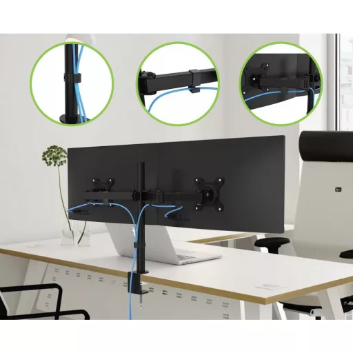 Techly ICA-LCD 482-D asztali TV konzol 68,6 cm (27") Fekete
