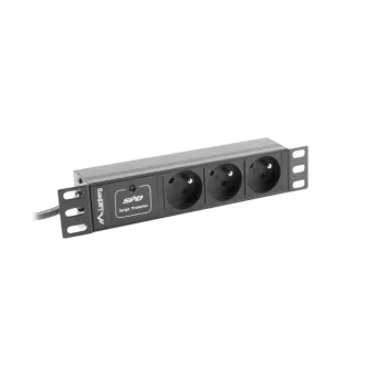   Lanberg PDU-03E-0200-BK áramelosztó egység (PDU) 3 AC kimenet(ek) 1U Fekete