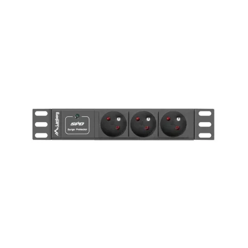 Lanberg PDU-03E-0200-BK áramelosztó egység (PDU) 3 AC kimenet(ek) 1U Fekete