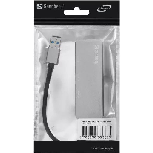 Sandberg 333-67 hálózati csatlakozó USB 3.2 Gen 1 (3.1 Gen 1) Type-A 5000 Mbit/s Szürke