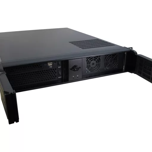 Inter-Tech IPC 2U-2098-SL Rack Fekete