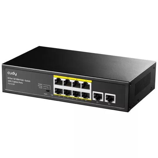Cudy FS1010P hálózati kapcsoló Fast Ethernet (10/100) Ethernet-áramellátás (PoE) támogatása Fekete