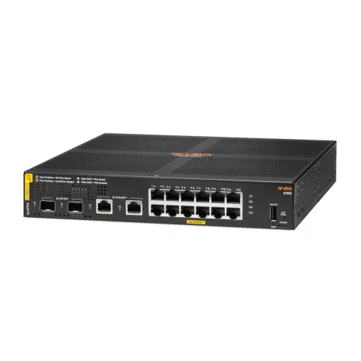 HPE Aruba Networking CX 6100 12G Class4 PoE 2G/2SFP+ 139W Switch Vezérelt L3 Gigabit Ethernet (10/100/1000) Ethernet-áramellátás (PoE) támogatása 1U Fekete