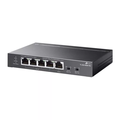 TP-Link TL-SG1005P-PD hálózati kapcsoló Gigabit Ethernet (10/100/1000) Ethernet-áramellátás (PoE) támogatása Fekete