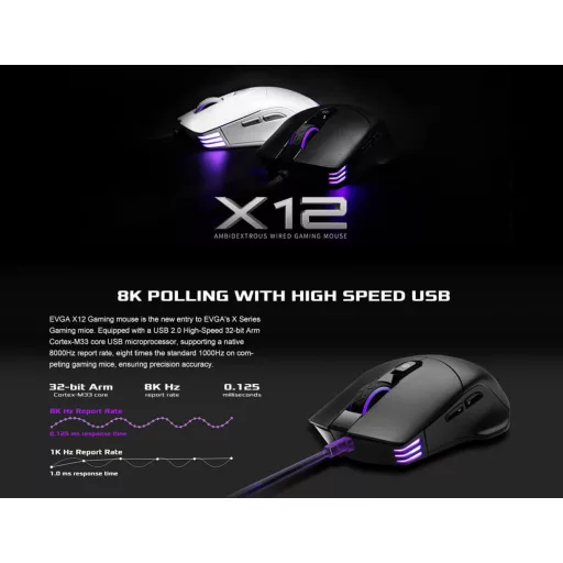 EVGA X12 egér Játék Kétkezes Mechanikus 16000 DPI