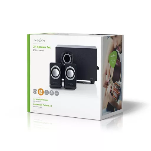 Nedis CSPR10021BK hangfalszett 16 W PC Fekete 2.1 csatornák