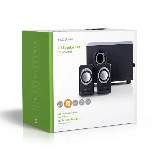 Nedis CSPR10021BK hangfalszett 16 W PC Fekete 2.1 csatornák