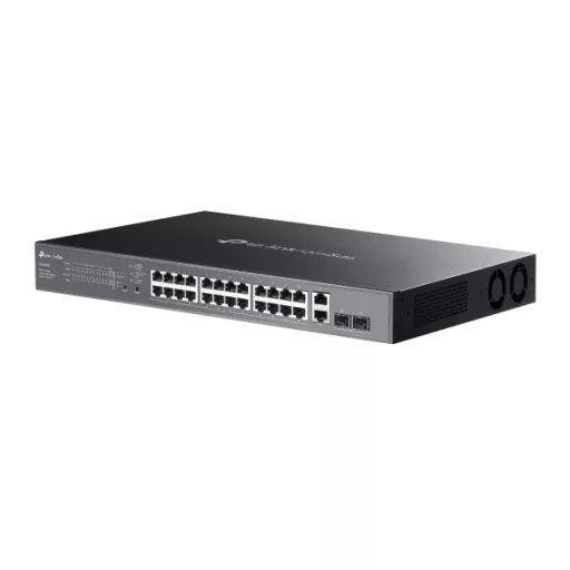TP-Link Omada ES228GMP hálózati kapcsoló Vezérelt L2 Gigabit Ethernet (10/100/1000) Ethernet-áramellátás (PoE) támogatása Fekete