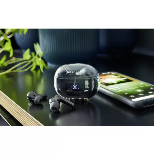 Intenso Buds Earphone Plus T310AE Black Fejhallgató True Wireless Stereo (TWS) Hallójárati Hívások/zene/sport/általános USB C-típus Bluetooth Fekete