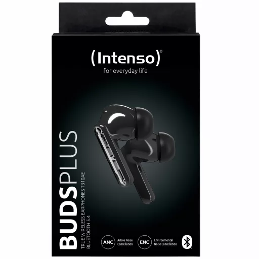 Intenso Buds Earphone Plus T310AE Black Fejhallgató True Wireless Stereo (TWS) Hallójárati Hívások/zene/sport/általános USB C-típus Bluetooth Fekete