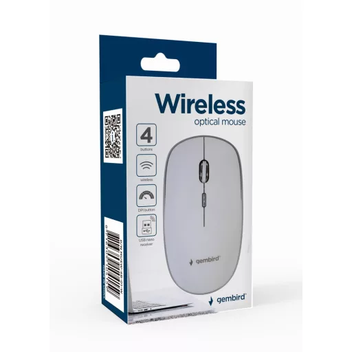 Gembird MUSW-4B-01-W egér Irodai Kétkezes Vezeték nélküli RF Optikai 1600 DPI
