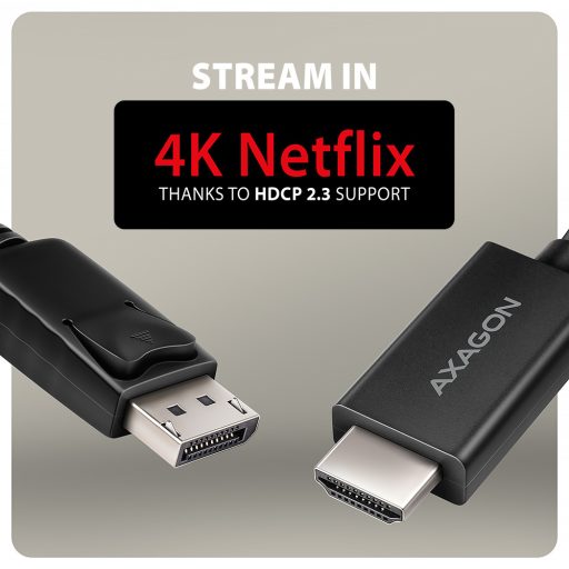 Axagon RVD-HI20C2 video átalakító kábel 1,8 M DisplayPort HDMI Fekete