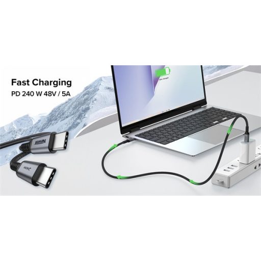 NEWELL USB-C - USB-C gyorstöltő kábel, 240W, 2m, minimum 30.000 töltés, 40 hónap garancia, E-marker chip