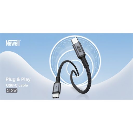 NEWELL USB-C - USB-C gyorstöltő kábel, 240W, 2m, minimum 30.000 töltés, 40 hónap garancia, E-marker chip