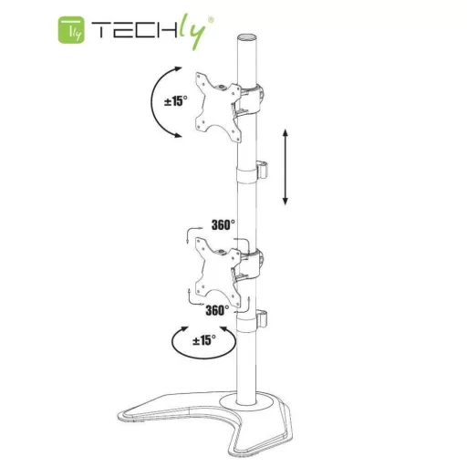 Techly ICA-LCD 2520V asztali TV konzol 68,6 cm (27") Fekete
