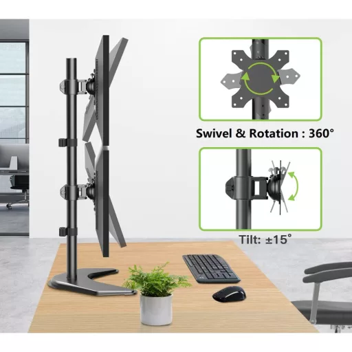 Techly ICA-LCD 2520V asztali TV konzol 68,6 cm (27") Fekete