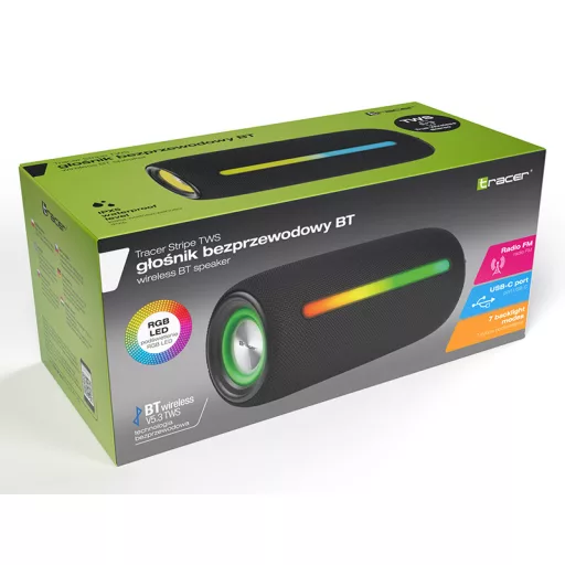 Tracer Stripe Sztereó hordozható hangszóró Fekete 10 W