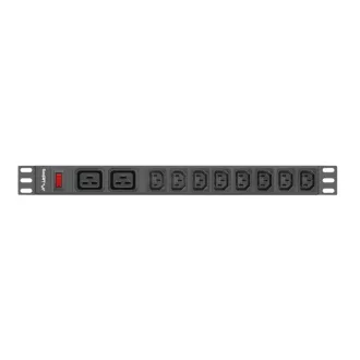   Lanberg PDU-02I1908I-0200-C20-BK áramelosztó egység (PDU) 10 AC kimenet(ek) 1U Fekete