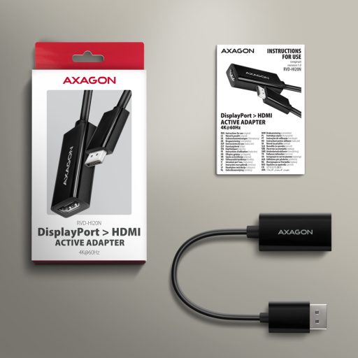 Axagon RVD-HI20N video átalakító kábel 0,15 M DisplayPort HDMI Fekete