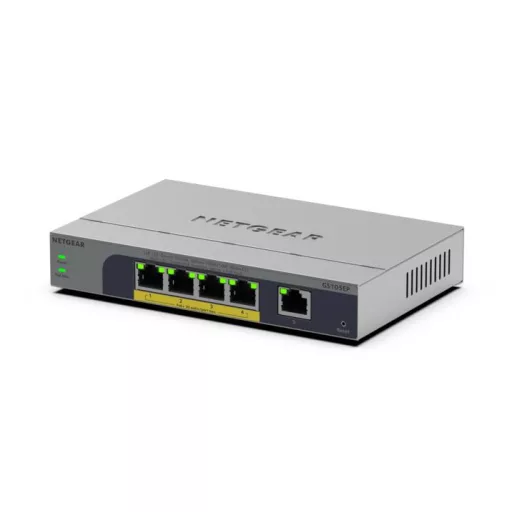 NETGEAR GS105EP Beállítást nem igénylő (unmanaged) Gigabit Ethernet (10/100/1000) Ethernet-áramellátás (PoE) támogatása Szürke