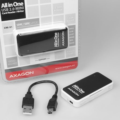 Axagon CRE-X1 kártyaolvasó USB 2.0 Fekete, Fehér