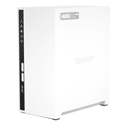 QNAP TS-233 tárolószerver NAS Tower Kar Cortex-A55 2 GB 0 TB QNAP QTS Fehér