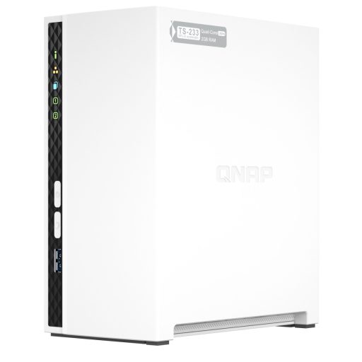 QNAP TS-233 tárolószerver NAS Tower Kar Cortex-A55 2 GB 0 TB QNAP QTS Fehér