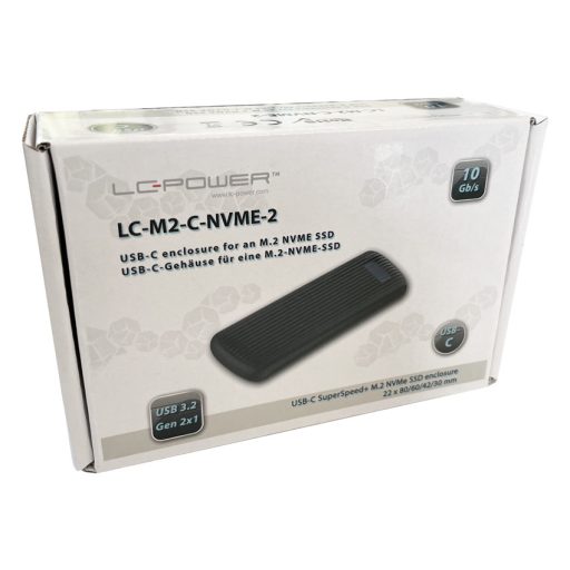 LC-Power LC-M2-C-NVME-2 tárolóegység burkolat Külső SSD ház Fekete M.2