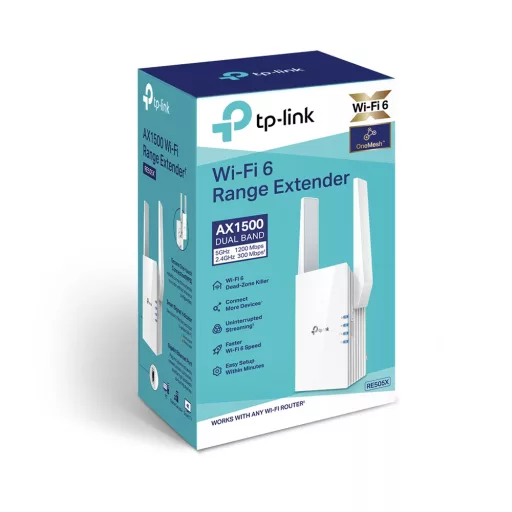 TP-Link RE505X hálózati bővítő Hálózati adó- és vevőegység Fehér 10, 100, 1000 Mbit/s