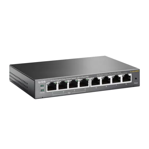 TP-Link TL-SG108PE Vezérelt L2 Gigabit Ethernet (10/100/1000) Ethernet-áramellátás (PoE) támogatása Fekete