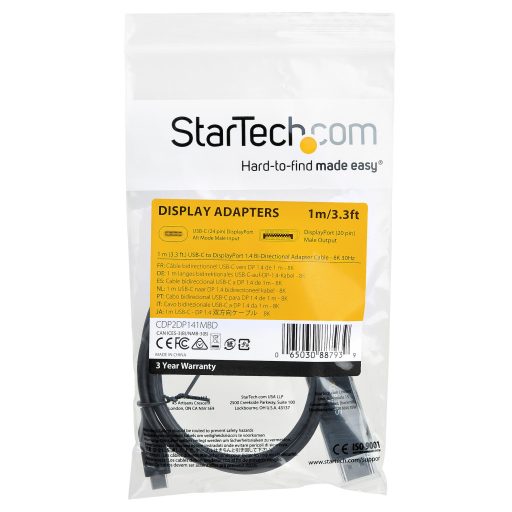 StarTech.com CDP2DP141MBD video átalakító kábel 1 M USB C-típus DisplayPort Fekete